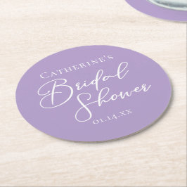 Lilac Purple Bridal Shower Personalized Underlägg Papper Rund
