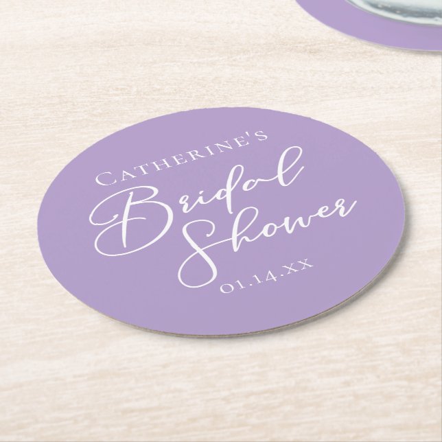Lilac Purple Bridal Shower Personalized Underlägg Papper Rund (Vinklad)