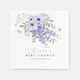 Lilac purple floral baby shower pappersservett
