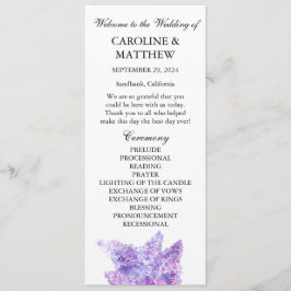 Lilac Purple Floral Elegant Modern Wedding  Program
