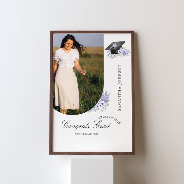 Lilac Purple Floral Graduation welcome  sign Poster (Skapare uppladdad)