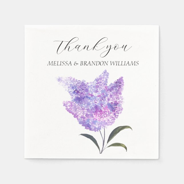 Lilac Purple Floral Wedding Thank you  Pappersservett (Framsidan)