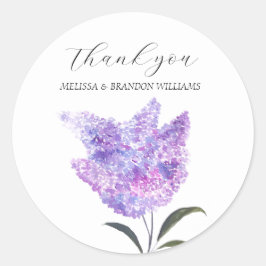 Lilac Purple Floral Wedding Thank you  Runt Klistermärke