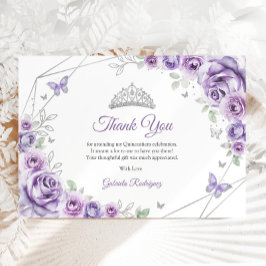 Lilac Purple Silver Floral Quinceanera Tack Kort