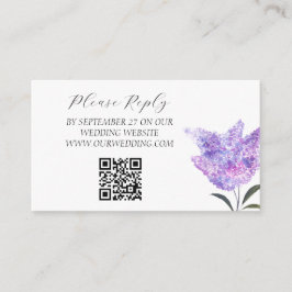 Lilac Purple Watercolor Flowers Floral Wedding  Tilläggskort