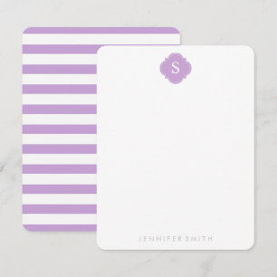 Lilac Quatrefoil Monogram och Rand Note Cards Inbjudningar