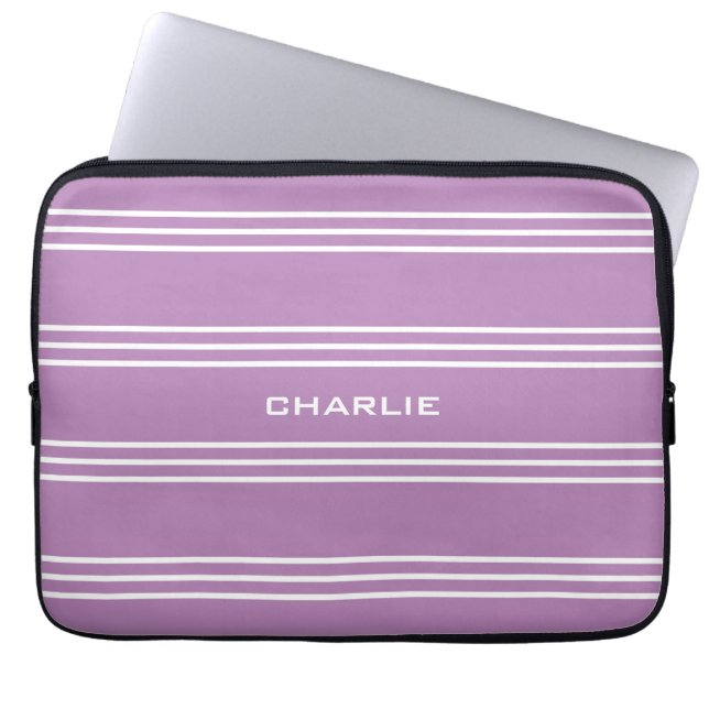 Lilac Rand anpassningsbar monogram laptop sleeve (Framsidan)