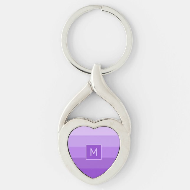 Lilac Rand anpassningsbar monogram Twisted Heart Silverfärgad Nyckelring (Framsidan)
