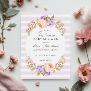 Lilac Rand och Bloom Long Avstånd Baby Shower Inbjudningar