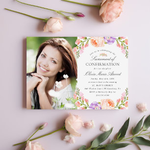 Lilac Rand och Bloom Photo Confirmation Inbjudningar