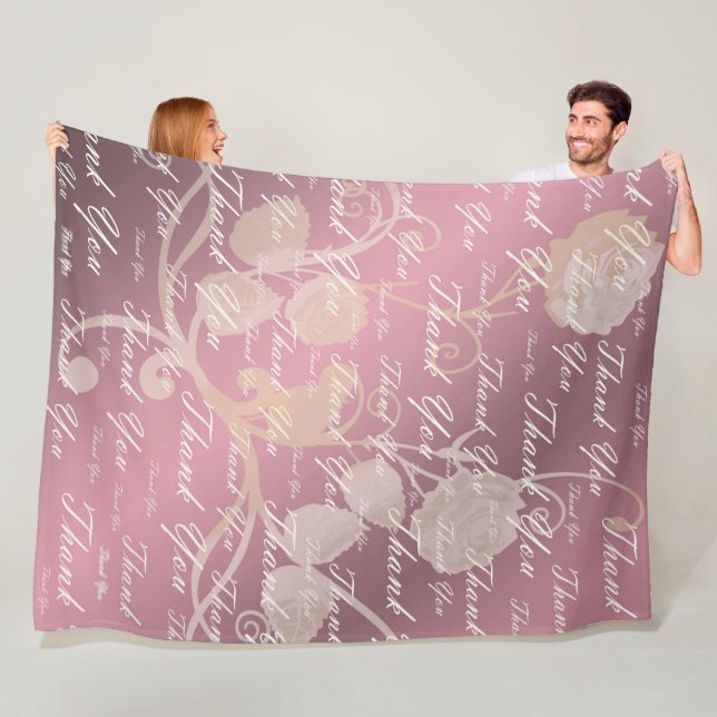 Lilac, ro, guld, silver, tack och blommor. fleecefilt (På plats)