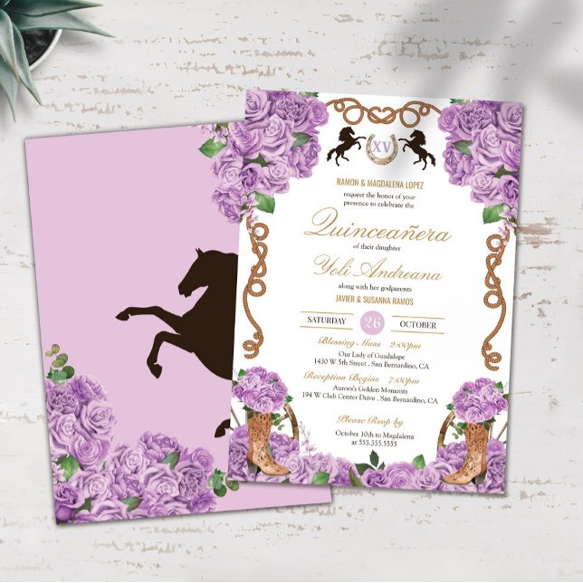 Lilac Ro Light Lila Ranchera Quinceanera Inbjudningar (Skapare uppladdad)