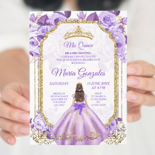 Lilac Ro Mexican Girl Charra Mis Quince 2 Inbjudningar