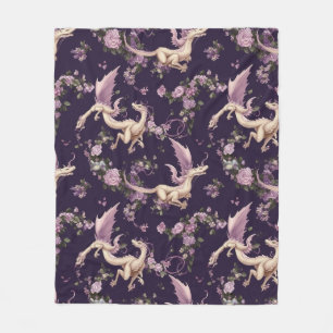 Lilac, Ro och White Dragons Fleece Blanket