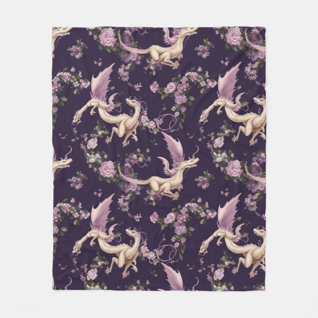 Lilac, Ro och White Dragons Fleece Blanket (Framsidan)