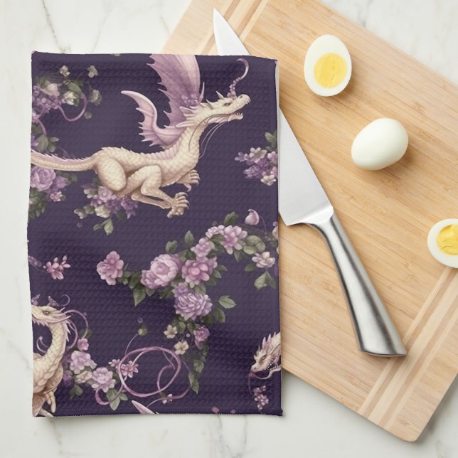 Lilac, Ro och White Dragons Kitchen Towels Kökshandduk (Vikt i Fjärdedel)