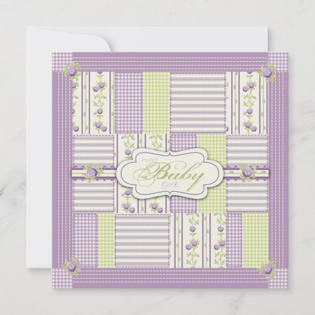 Lilac Ro Quilt Card Square Inbjudningar (Framsida)