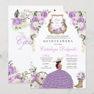Lilac Ro Westernare Mariachi Charro Quinceañera Inbjudningar