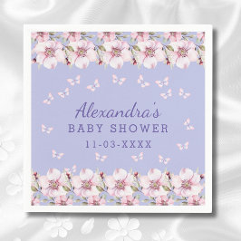 Lilac Rosa Blommigt Butterfly Baby Shower Pappersservett