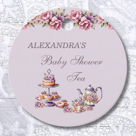 Lilac Rosa Blommigt Tea Baby Shower Tack Gåvor Etiketter