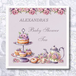 Lilac  Rosa Blommigt Tea Party Baby Shower Pappersservett