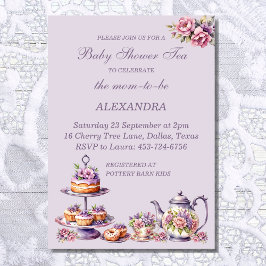 Lilac Rosa Blommigt Whimsical Tea Flicka Shower Inbjudningar