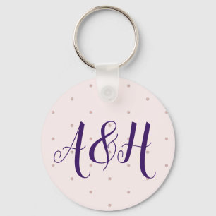 Lilac Rosa Girly Modern Namn Monogram-mall Nyckelring