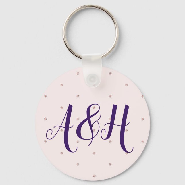 Lilac Rosa Girly Modern Namn Monogram-mall Nyckelring (Framsida)