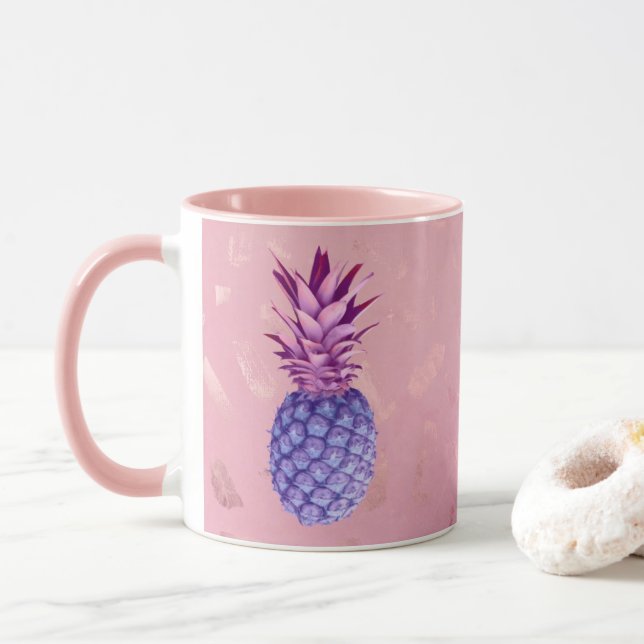 Lilac Rosa Glitter Pineapple Mugg (Med munk)
