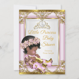 Lilac Rosa Guld Princess Baby Shower Ethnic Inbjudningar