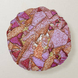 Lilac rosa målad vulkanik sten teckning rund kudde