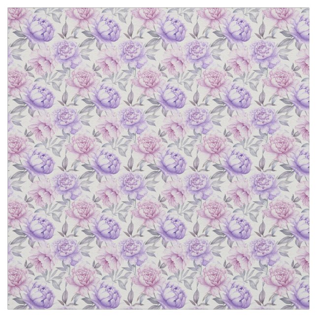 Lilac Rosa Peony Fabric Elegant Botanisk Blommigt Tyg (Provkarta)