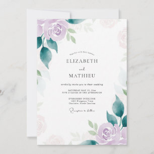 Lilac Rose Romantiskt Bröllop Inbjudningar