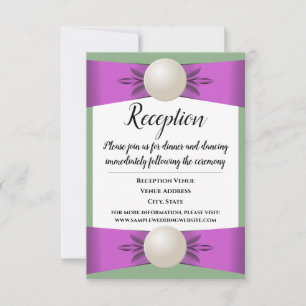 Lilac & Sage Grönt Pearl Ribbon Wedding Reception Inbjudningar