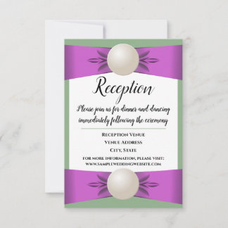 Lilac & Sage Grönt Pearl Ribbon Wedding Reception Inbjudningar