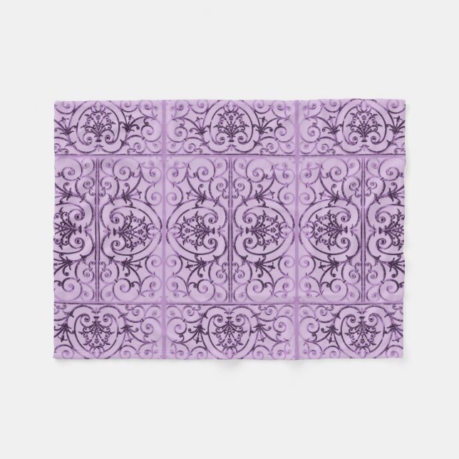 Lilac scrollwork mönster fleecefilt (Framsidan (Horisontell))