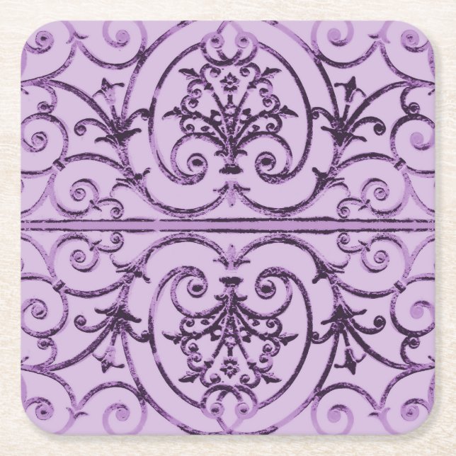 Lilac scrollwork mönster underlägg papper kvadrat (Framsidan)