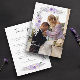 Lilac Shades Flowers & Grenar Photo Bröllop Tack Kort