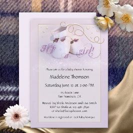 Lilac Shoes Girl Baby Shower-inbjudan Inbjudningar
