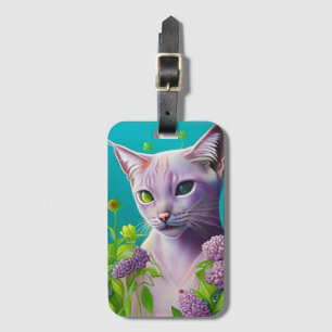 Lilac Siamese-katt i Lilac-blommor på Teal Bagagebricka