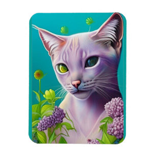 Lilac Siamese-katt i Lilac-blommor på Teal Magnet