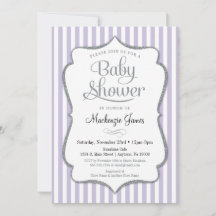 Lilac Silver Baby Shower-inbjudan Lavender Grått