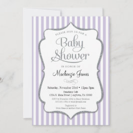 Lilac Silver Baby Shower-inbjudan Lavender Grått Inbjudningar