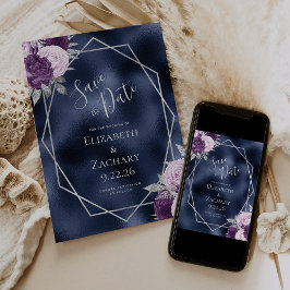 Lilac Silver Blommig Geo Navy Folie Spara Datum Datumet