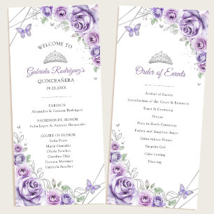 Lilac Silver Blommig Quinceanera Program