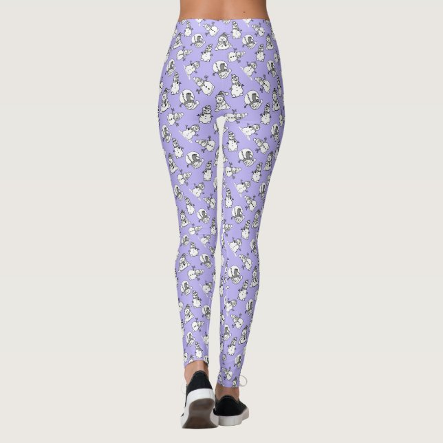 Lilac Snögubbar Mönster | Cute-jul Leggings (Baksida)