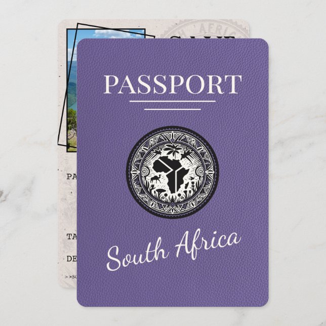 Lilac South Afrika Passport Spara Datumet (Fram/baksida)