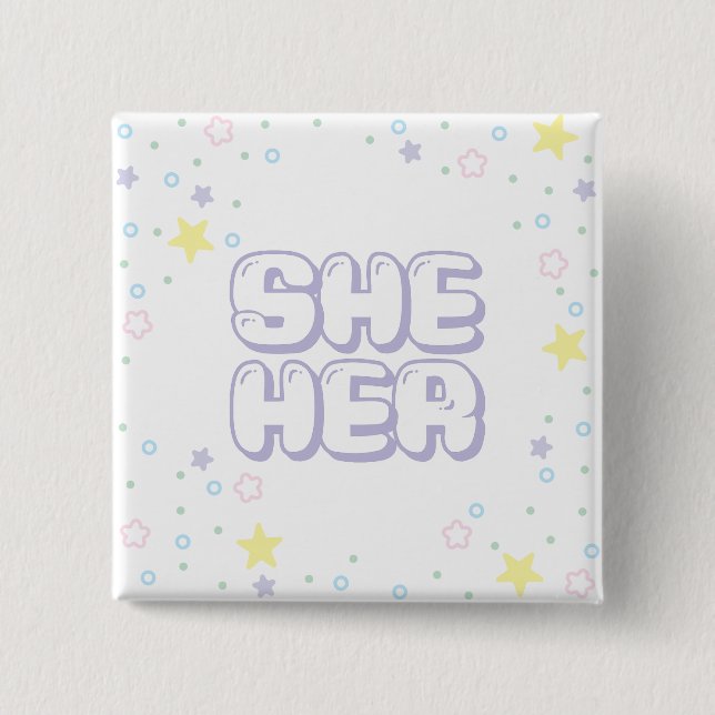 Lilac Star Confetti Hon/hennes pronouns Knapp (Framsida)