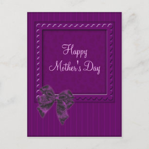 Lilac Stipes och Bow Mors dag Design Vykort