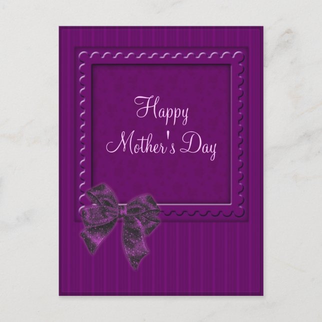 Lilac Stipes och Bow Mors dag Design Vykort (Framsida)